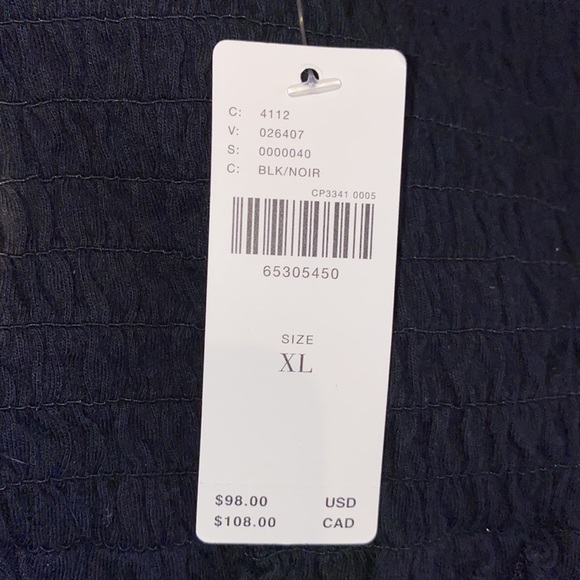 Anthropologie Smocked Bow Tie Cold Shoulder top in Black size XL NWT - Picture 9 of 10